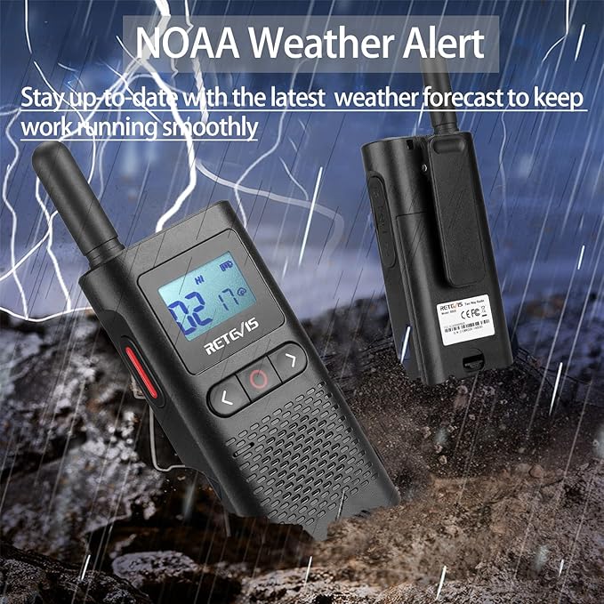 Retevis RB28 Walkie Talkies with Earpiece,USB-C Walkie Talkies Rechargeable,Large LCD Screen,1500mAh,NOAA Weather,Business Walkie Talkie for Adults Long Range for School Restaurant Healthcare(10 Pack)