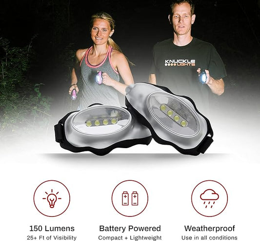 2-Pc Flashlights for Runners and Walkers - Dog Walking Flashlight - Grab and Go Lightweight Night Running Light (Silver)