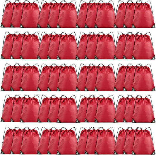 60 Pieces Drawstring Backpack Bulk Cinch Sackpack Ployster Drawstring Bags for Gym Party Trip(Red)