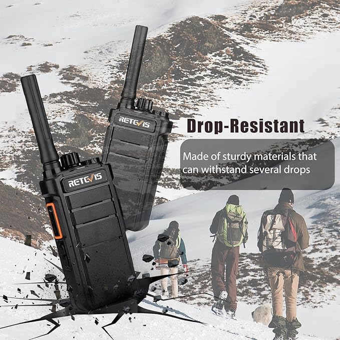 Retevis RB26 Walkie Talkies Long Range, Extended Range Two-Way Radios, Repeater Compatible, 2000mAh Rechargeable Battery, USB-C Charging, Flashlight, Compact Size, for Camping,Hiking(2 Pack)