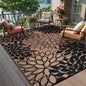 Anidaroel 8x10 Flower Outdoor Rug for Patios Clearance, Waterproof Camping Rug for Outside RV, Reversible Plastic Straw Outside Area Rugs for Garden, Camper, Picnic, Beach(Black/Brown,8'x10')