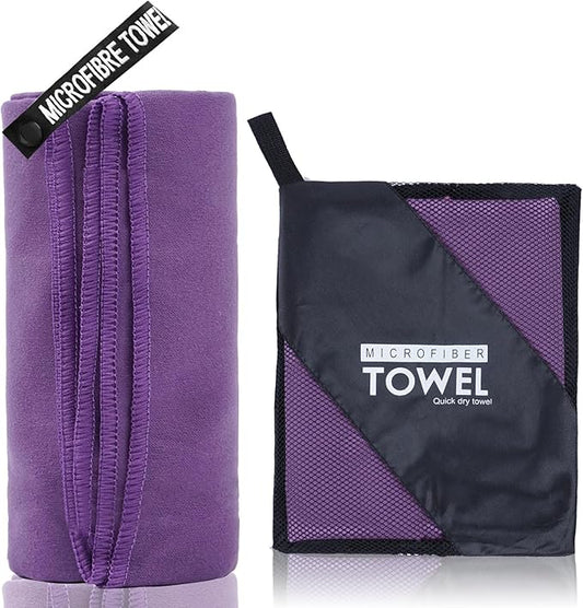 Microfiber Travel Towel, Soft Lightweight Quick Dry Towel, Super Absorbent Compact Travel & Sports & Beach Towels for Camping, Backpack, Gym, Swimming, Yoga, Hiking (L:24"×48" -Purple)
