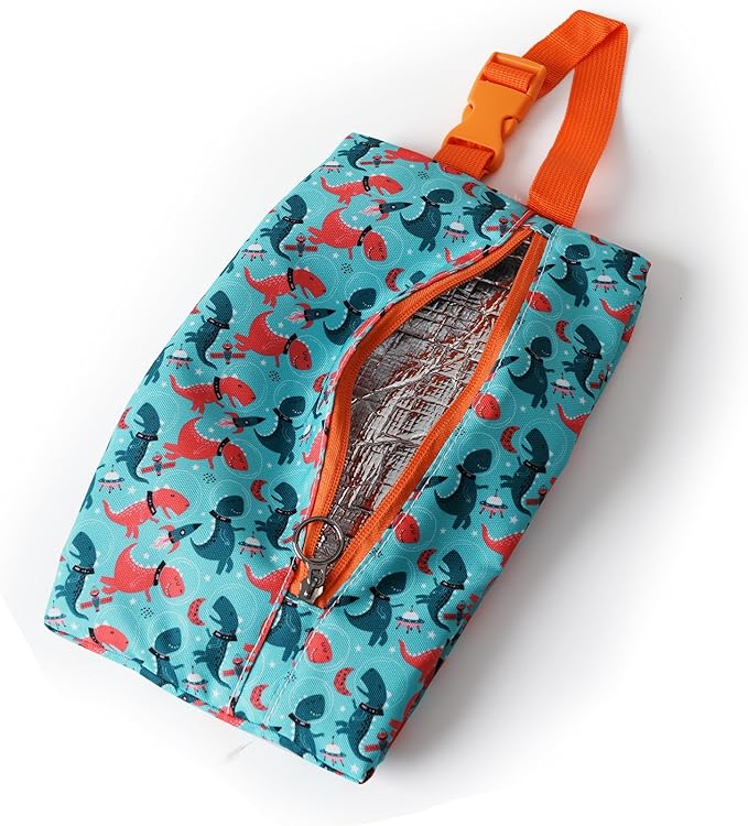 Insulated Snack Bag, Freezable Small Cooler Bag with Zipper and Adjustable Buckle, Rectangular Thermal Cooler Bag