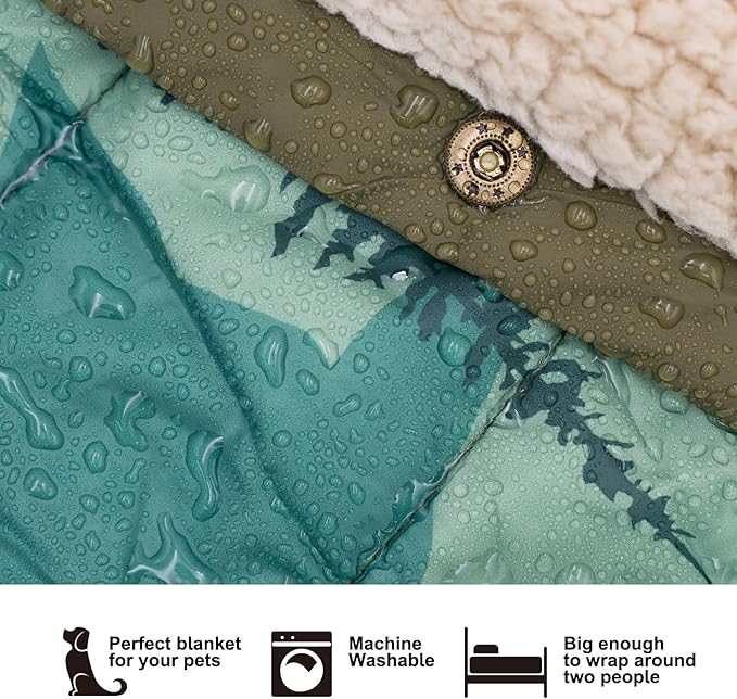 Outdoor Camping Blanket - Puffy Ultralight Packable Blankets for Sleeping, Camp, Travel, Hiking, Stadium, Sherpa Fleece Warm Puffer Portable Camping Quilt, DWR,Machine Washable，56"x 78"