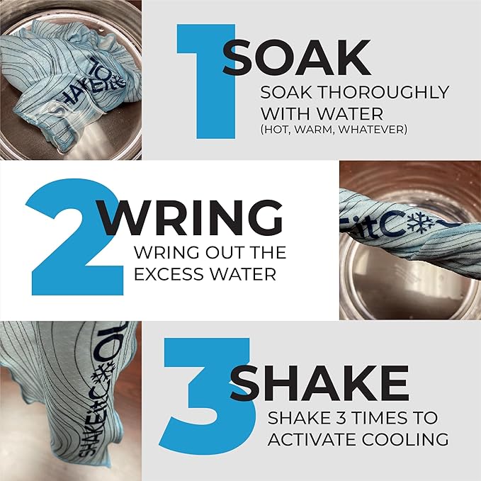 SHAKEitCOOL Original Cooling Towel – Be Cool in Style - Heat Relief, Soft, Lightweight, Sun Protection, Easy Clean - Perfect for Biking, Running, Yoga, Gym, Gardening - Orange Topo
