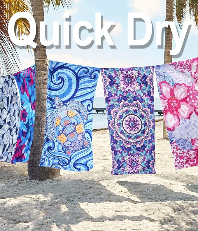 Microfiber Beach Towel – Quick Dry Lightweight Sand Free Oversized Large Towel Accessories Travel Must Swim Pool Yoga Camping Summer Cruise Ship Essentials Compact Sandproof Gift Coconut Tree(71" 32")