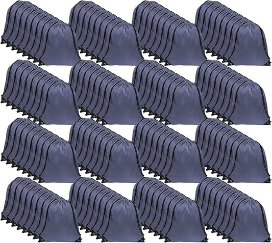 GoodtoU Drawstring Bags, Nylon Backpacks - Drawstring Gym Bags for Sport, Traveling, Team (Grey, 128Pcs)