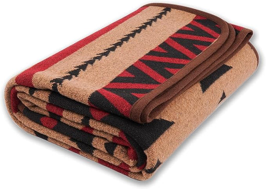 PuTian Merino Wool Blanket - 51" x 63" Thick Warm Soft Washable Twin Throw - Great for Bed Couch Camping Outdoor Pets Travel, Khaki