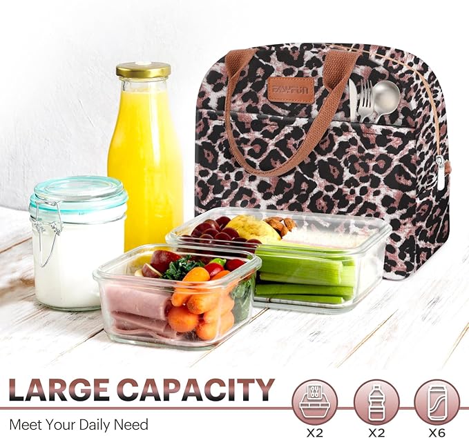 Lunch Bag for Women & Men Adult Insulated Lunch Box, Small Leakproof Cooler Food Lunch Containers Reusable High Capacity Lunch Tote Bags for Work, Travel, Outdoor (Black Panther)