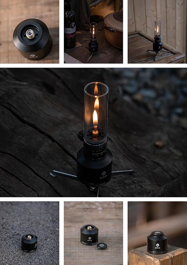 CAMPINGMOON Refillable Gas Canister Empty Pocket Tank for Gas Lantern Backpacking Camping 15g w/ Gas Transfer Adapter Z15 Black BKTC-15/Z15