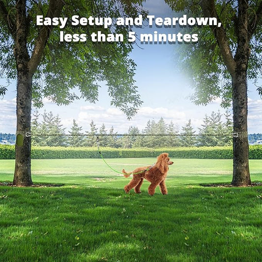 Dog Tie Out Cable for Camping - 50ft Dog Lead Dog Runner for Yard - Portable Dog Trolley System for Large Small Dogs Outside