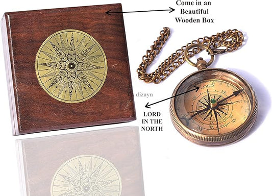 Trust in The Lord With All Your Heart - Proverbs 3:5-6 Quote Engraved Compass With Wooden Box, Greeting Card, Gift Compass, Graduation Day Gifts 2024 for Women Men Boys Girls
