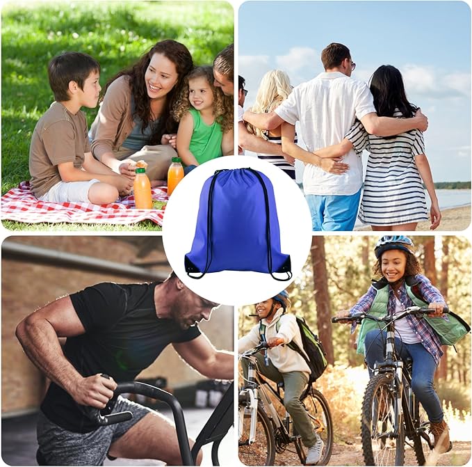 KUUQA 80Pcs Blue Drawstring Backpack Bag Sack Drawstring Bags Bulk String Bags Storage Bags for Sport Gym Traveling