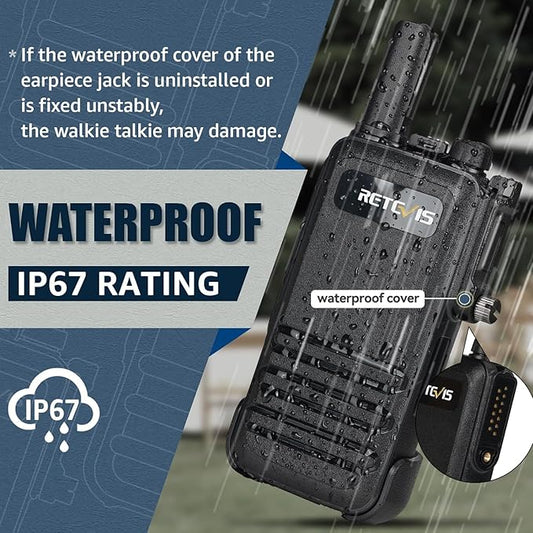 Retevis RB47 Waterproof Walkie Talkies, Portable FRS Two-Way Radios, Mini, VOX, Emergency Alarm, 2 Way Radio Long Range for Outdoors Camping (3 Pack)