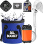 Elil Portable Camping Shower Pump with 5 Gallon Collapsible Bucket - Rechargeable Battery Camp Shower Electric Shower, Portable Shower for Camping