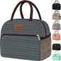 Coobiiya Lunch Bag Women, Lunch Box for Women Adult Men, Small Leakproof Cute Lunch Tote Large Capacity Reusable Insulated Cooler Lunch Container for Work/Office/Picnic/Travel-Stripe