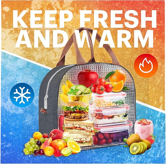 Lunch Bag for Women & Men Adult Insulated Lunch Box, Small Leakproof Cooler Food Lunch Containers Reusable High Capacity Lunch Tote Bags for Work, Travel, Outdoor (Navy Blue)