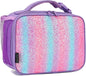 FlowFly Kids Lunch box Insulated Soft Bag Mini Cooler Back to School Thermal Meal Tote Kit for Girls, Boys,Purple#Glitter