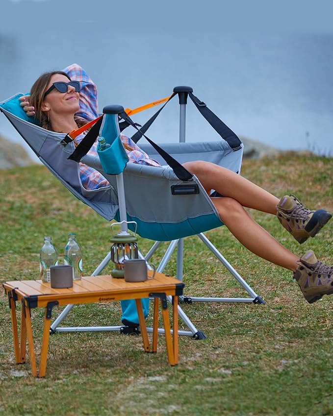 KingCamp Hammock Camping Chair, Swinging Portable Folding Camp Chairs for Adults 400lbs Heavy Duty Foldable Oversized Rocker with Aluminum Alloy Frame Cup Holder Pillow for Outdoor Beach Patio Sport