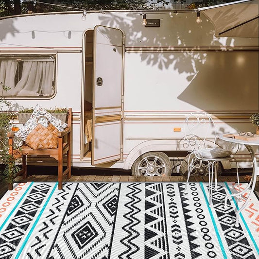 Outdoor Rugs Patio Camping Waterproof - 8x10 Plastic Straw Patio Rug Portable for Campers, Outside RVs Mat, Outdoor Area Carpet for Patios Clearance, Backyard Porch, Balcony, Picnic