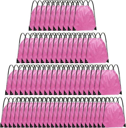 Drawstring Backpack Bulk 70Pcs String Backpack Drawstring Bags Cinch Bag Sackpack for Men Women Gym(Pink)