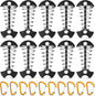 TOBWOLF 10PCS Black Fishbone Deck Anchor Pegs with Carabiners, Aluminium Deck Tie Down Tent Stakes, Windproof Tent Rope Tighteners with Spring Buckle, Outdoor Camping Hiking Cord Adjuster Tensioners