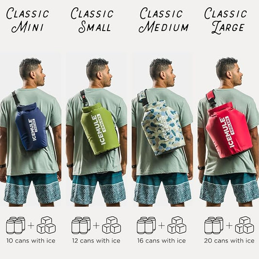 ICEMULE Classic Collapsible Sling Strap Cooler Hands Free, 100% Waterproof, Floats, 24+ Hours Cooling, Soft Sided Cooler for the Beach, Concerts, Traveling, RV-ing, Hiking, Kayaking, Camping & Fishing