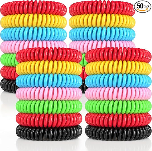 Mosquito Repellent Bracelets, 50 Pack DEET-Free Mosquito Bands for Adults and Kids, Individually Wrapped Waterproof Repellent Wristbands