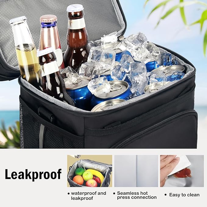 Lunch Box For Men/Women,Large Double-layer Insulated Expandable Reusable Leakproof Cooler Bags For Adults,Lunch Bag With Adjustable Shoulder Strap For Office Travel Picnic（Gray）