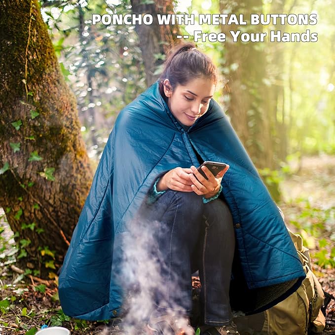 Outdoor Camping Blanket - Puffy Ultralight Packable Blankets for Sleeping, Camp, Travel, Hiking, Stadium, Sherpa Fleece Warm Puffer Portable Camping Quilt, DWR,Machine Washable，56"x 78"