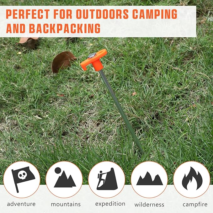 Shimeyao 10 Inch Tent Stakes Heavy Duty Camping Stakes Bulk Galvanized Non Rust Tent Pegs Metal Camping Spikes for Outdoor Camping Pitching Canopy