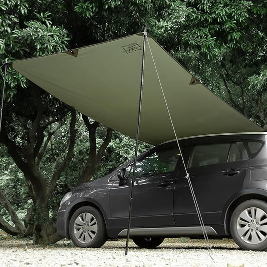 Portable Car Awning for SUV, 10 x 5.6 FT Van Truck Awning for Camping, Needn't Roof Rack Hardwares Waterproof UV50+