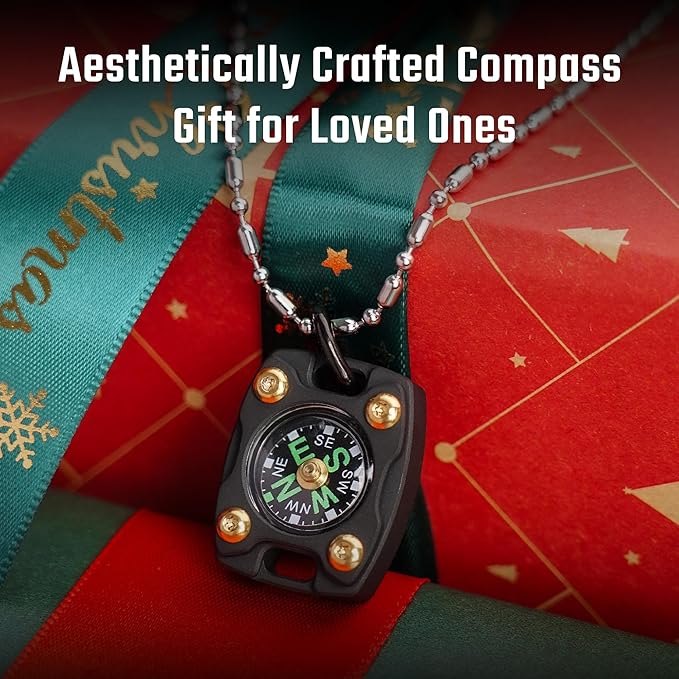 MecArmy CMP/CMP2 Mini Compass- Meaningful Graduation Birthday Gifts for Men Women, EDC Titanium/Brass/Copper Pocket Compass for Hiking SurvivaI, IPX5 Waterproof, Glow in The Dark, Necklace Pendant
