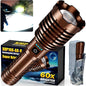 Super Bright Rechargeable LED Flashlights, True 2500000 High Lumens, Powerful Tactical Flashlight Up to 25H Long Battery Life |Zoomable|5Light Modes|IP67 Water Resistant for Camping (Brown)