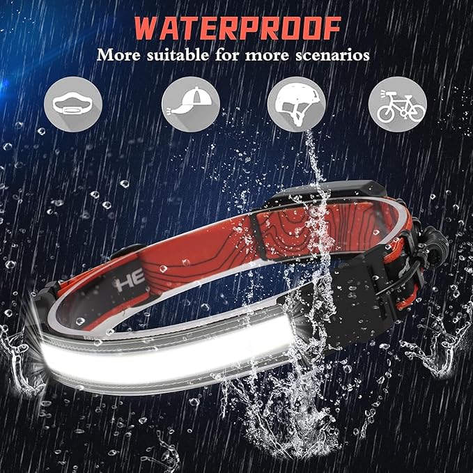 Rechargeable Headlamp 2 Pack, 1000 Lumen 230° Wide Beam Headlamp with 3 Modes, Super Bright LED Headlamp, Lightweight Illumination Head Lamp with Red Taillight for Hiking, Running, Fishing, Camping