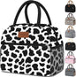 Coobiiya Lunch Bag Women, Lunch Box for Women Adult Men, Small Leakproof Cute Lunch Tote Large Capacity Reusable Insulated Cooler Lunch Container for Work/Office/Picnic/Travel-Cow