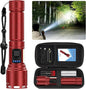Flashlights 100,000 High Lumens Rechargeable - Super Bright LED Magnetic Flashlight with Sidelight 8 Modes Waterproof Powerful Handheld Flash Light for Emergency (1 Pack with Leather Box, Red)