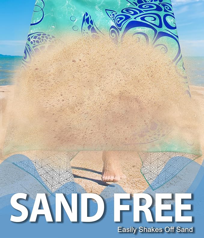 Microfiber Beach Towel – Turtle Bubbles Quick Dry Lightweight Sand Free Oversized Large Towel Travel Must Have Swim Pool Yoga Camping Gear Summer Essentials Packable Sandproof Item Gift 71" 32"