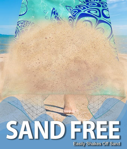 Microfiber Beach Towel – Turtle Bubbles Quick Dry Lightweight Sand Free Oversized Large Towel Travel Must Have Swim Pool Yoga Camping Gear Summer Essentials Packable Sandproof Item Gift 71" 32"