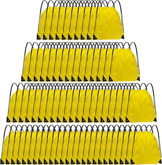 Drawstring Backpack Bulk 70Pcs String Backpack Drawstring Bags Cinch Bag Sackpack for Men Women Gym(Yellow)