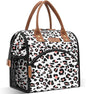 LOKASS Lunch Bag Women Insulated Lunch Box Wide-Open Lunch Tote Bag Large Cooler Bag for Work Picnic Hiking Beach Fishing（Leopard）