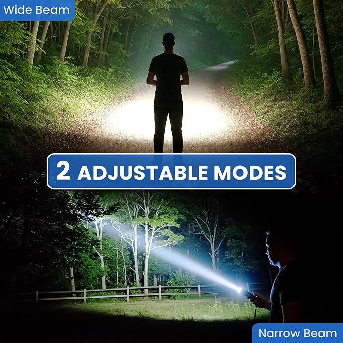 Rechargeable LED Flashlights High Lumens, 2 Pack Super Bright Flash Light with 5 Modes, High Powered Handheld Flashlight for Home Camping Hiking Night Work