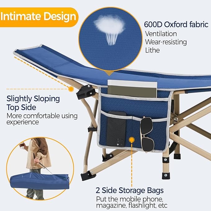 Yaheetech Folding Camping Cot, Portable Military Canvas Sleeping Bed, Outdoor Comfortable Lightweight Bed with Carry Bag for Hiking, Backpack Travel, Home & Office