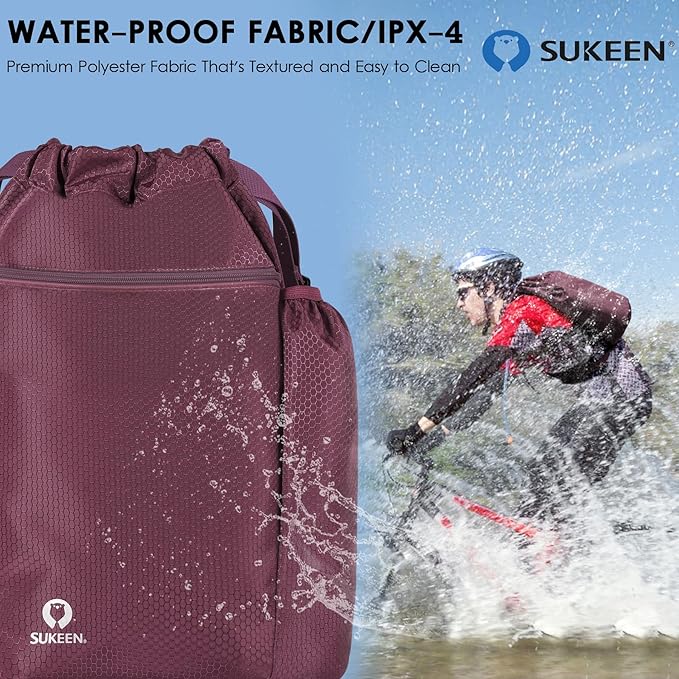 Sukeen Drawstring Backpack Swim Bag Lightweight String Backpack for Beach Pickleball Swimming Pool Gym Workout Gear Sport