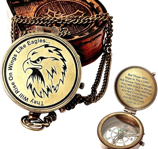 Brass Nautical - Brass Compass Engraved Gift for Son, Grandson, Daughter, Baptism, Confirmation Communion Godson Church Graduation Day