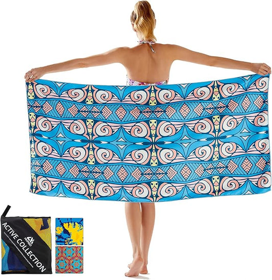 AKASO Microfiber Beach Towel Super Absorbent Quick Fast Dry Sand Free Oversized 63x31 inches Lightweight Towel, Pefect for Adults, Travel, Gym, Camping, Pool, Yoga, Outdoor and Picnic