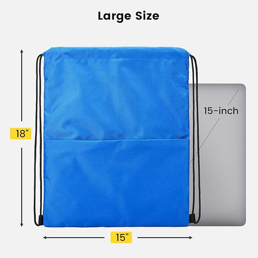 Vorspack Drawstring Backpack Water Resistant String Bag Sports Sackpack Gym Sack with Side Pocket for Men Women