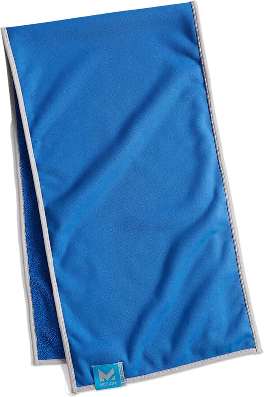 Mission Dual Action Cooling & Drying Towel, Mission Blue - Cools Up to 6 Hours - Moisture & Sweat Absorbent - UPF 50 Sun Protection - Machine Washable