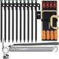 Tent Stakes and Hammer Set,10pcs 10 in Heavy Duty Metal Tent Stakes + 12in Camping Hammer + Reflective Camping Rope + Storage Bag,Camping Accessories for Ground,Camp and Graden(Black)