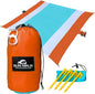 SUN NINJA Sand-Free Beach Blanket - 10ft X 9ft Lightweight Outdoor Blanket with Storage, Bottle Opener, Carabiner, Shoulder Strap, Corner Sand Pockets & 4 Stakes